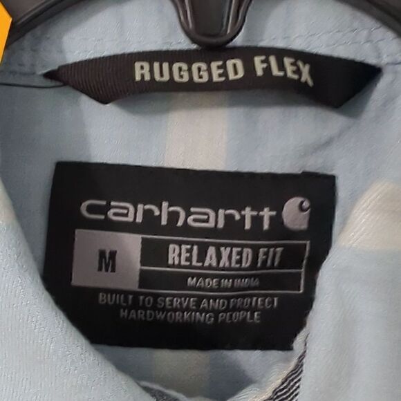 Carhartt Plaid Button Up Short Sleeve Shirt. Relaxed Fit. Men's Medium - Picture 6 of 8